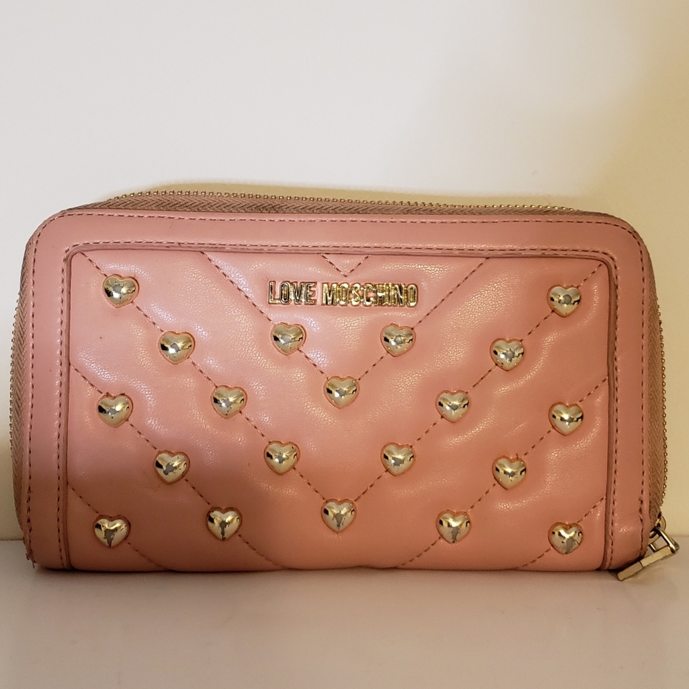 Love Moschino Pink Heart-Studded Wallet